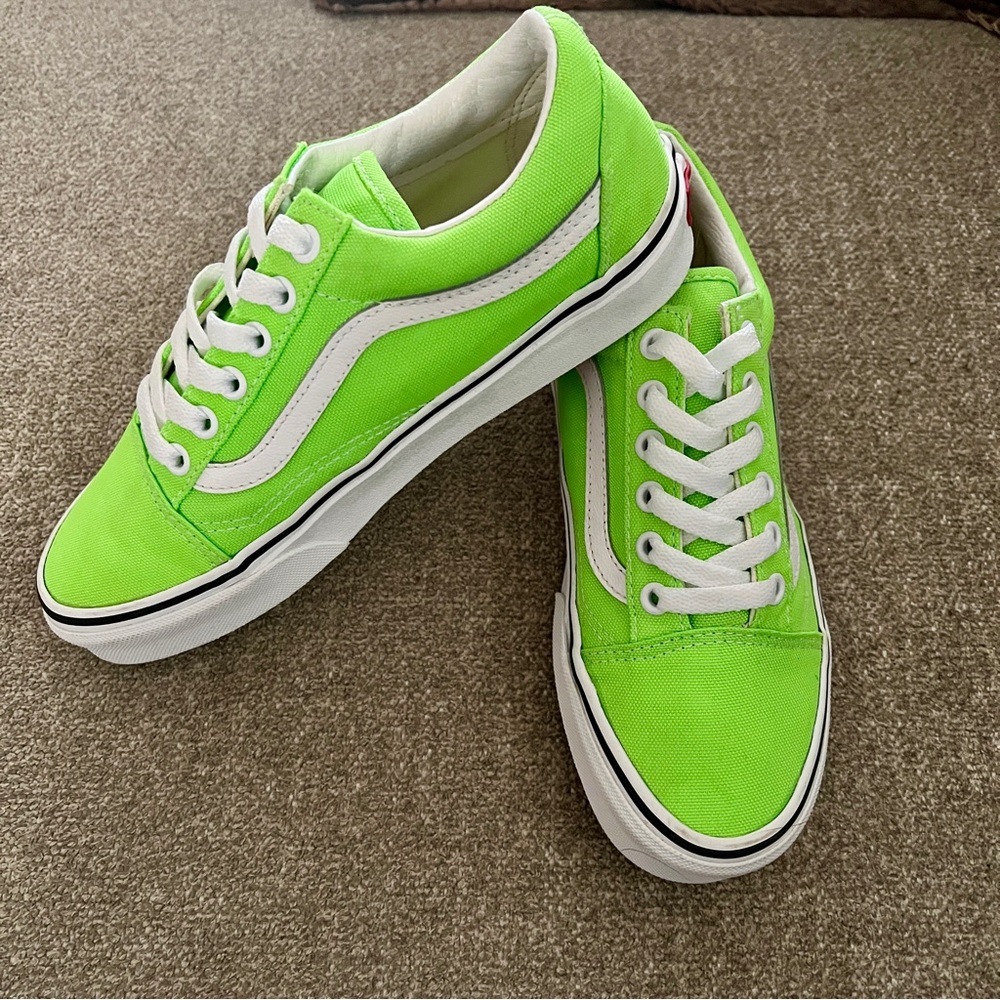 Vans Old Skool Neon Lime Green Sneakers Skate Shoes Festival Streetwear Size 7 - Picture 2 of 11